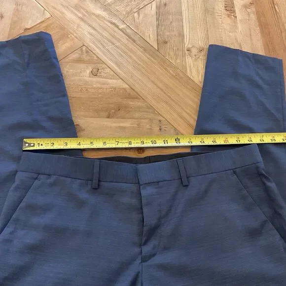 J.Lindeberg Golf Work Paulie-Comfort Wool‎ Trousers EU 52 Mid Blue Virgin Wool